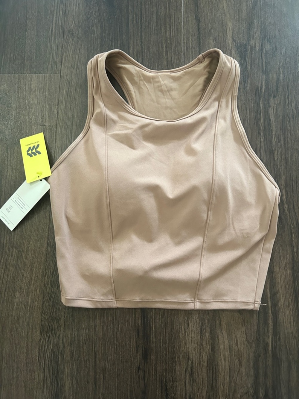 All in motion taupe high neck athletic long line tank